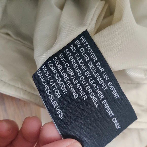 *Bod & Christensen Elegant Cream Leather Biker Jacket – Size L - Picture 7 of 12